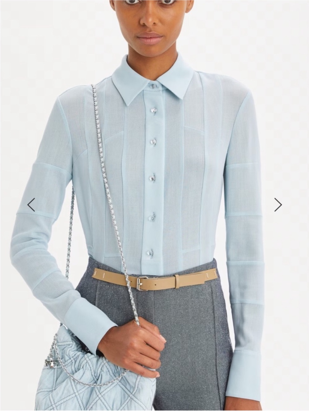 Tory Burch Light Blue Quilted Drawstring Shoulder Bag with Chain Strap- Like New - Picture 2 of 7
